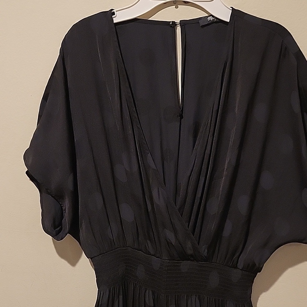 ❤️ MADEWELL WRAP FRONT SMOCK-WAIST JUMPSUIT IN SATIN DOT JACQUARD, XXS - Picture 6 of 13